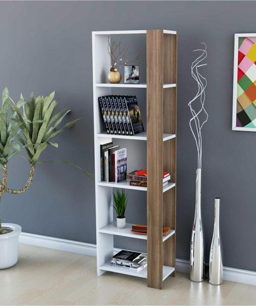 DemonteHome Readi̇ngdh Ki̇taplik 5 Bölmeli̇ Beyaz Cevi̇z