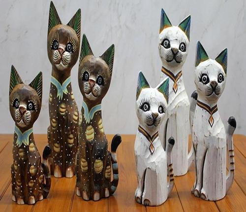 Ahşap 3'lü 50 Cm Kedi Seti 3Sutama-2