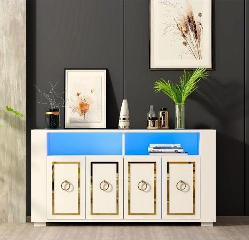 DemonteHome Calvi̇ndh Led Aydinlatmali Konsol Beyaz-Altin
