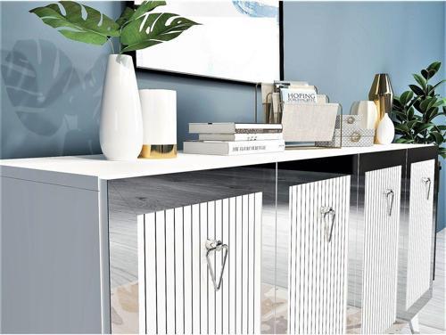 DemonteHome Baredh Lazer Desenli̇ Konsol Beyaz Gümüş