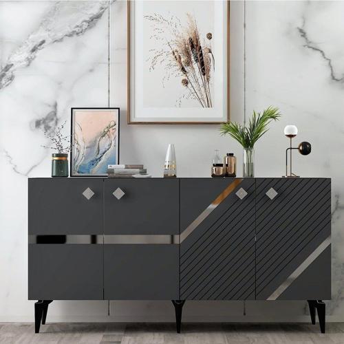 DemonteHome İri̇sdh Lazer Desenli̇ Konsol Antrasi̇t Gümüş