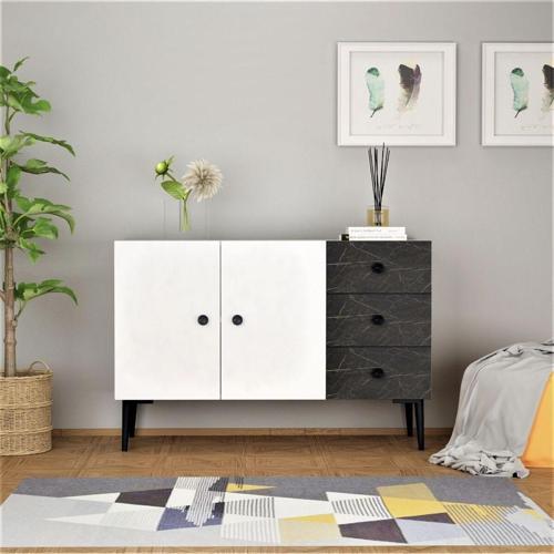 DemonteHome Avatardh 3 Kapaklı Raflı Konsol Beyaz Royalmermer