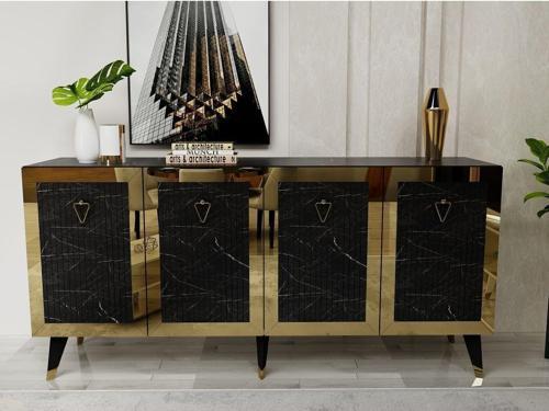 DemonteHome Baredh Lazer Desenli̇ Konsol Royalmermer Altin