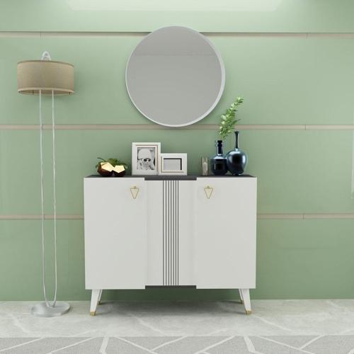DemonteHome Honeydh Lazer Desenli Konsol Çok Amaçlı Royalmermer Beyaz