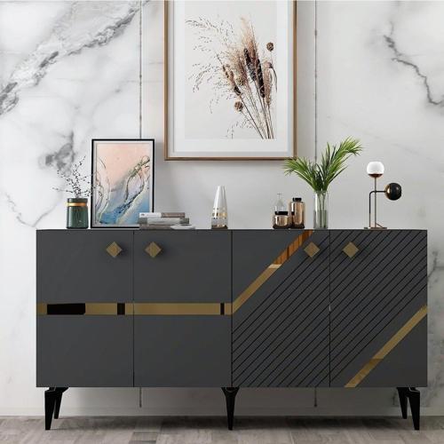 DemonteHome İri̇sdh Lazer Desenli̇ Konsol Antrasi̇t Altin