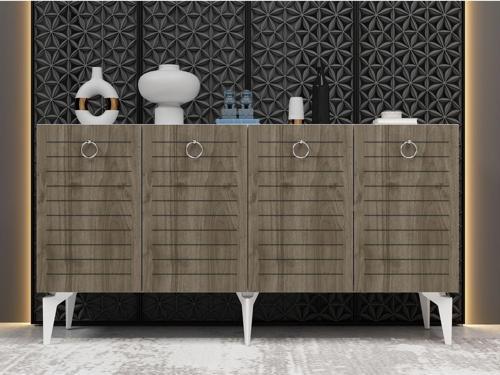 DemonteHome Aronadh Konsol 4 Kapaklı Ceviz Beyaz