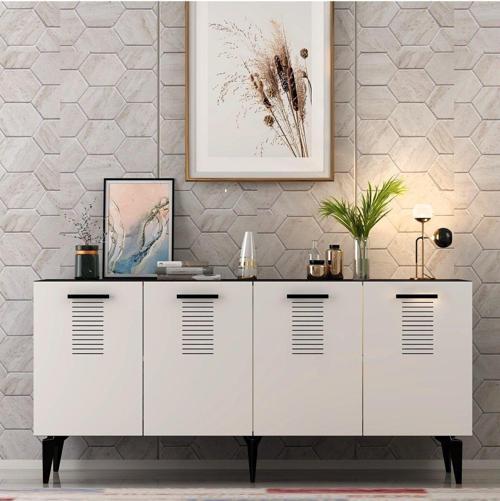 DemonteHome Asimodh 4 Kapaklı Konsol Antrasit Beyaz