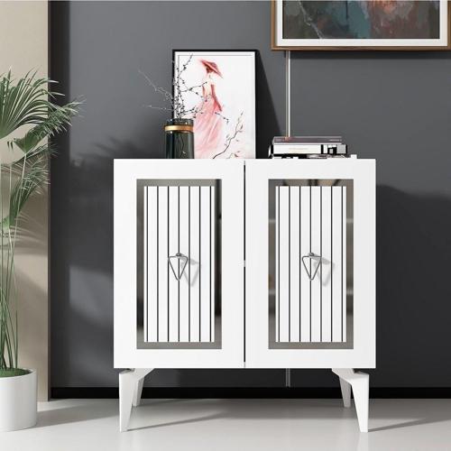 DemonteHome Capri̇dh 75 Cm Konsol Beyaz Gümüş