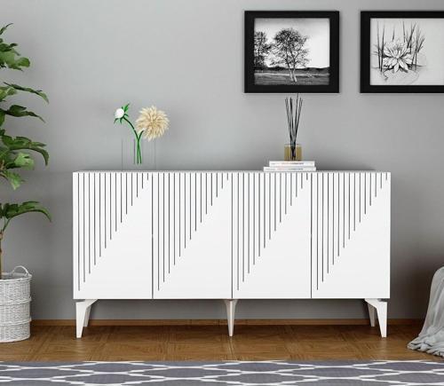 DemonteHome Drawdh Lazer Desenli̇ Konsol Beyaz