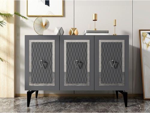 DemonteHome Katyadh 3 Kapaklı Lazer Desenli Konsol Antrasit Gümüş