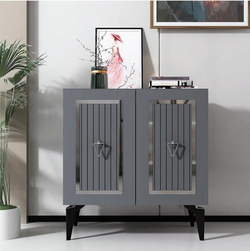 DemonteHome Capri̇dh 75 Cm Konsol Antrasi̇t Gümüş