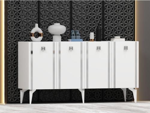 DemonteHome Dorukdh Lazer Desenli Konsol Beyaz Gümüş