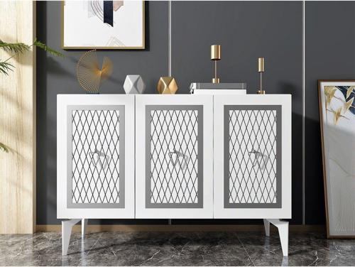 DemonteHome Kattyadh 3 Kapakli Lazer Desenli̇ Konsol Beyaz-Gümüş