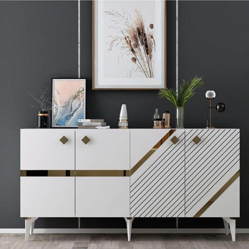 DemonteHome İri̇sdh Lazer Desenli̇ Konsol Beyaz Altin