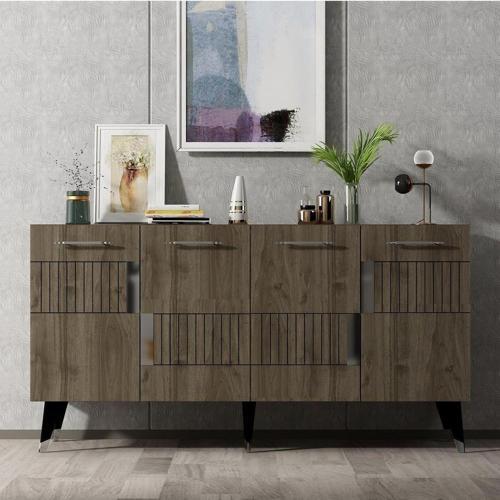 DemonteHome Modadh Konsol 4 Kapaklı Ceviz Gümüş