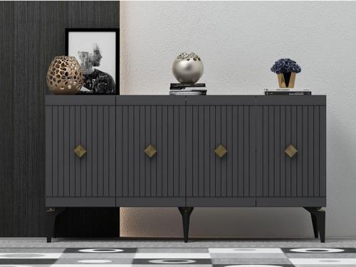 DemonteHome Mi̇dasdh 4 Kapakli Konsol Antrasi̇t Altin