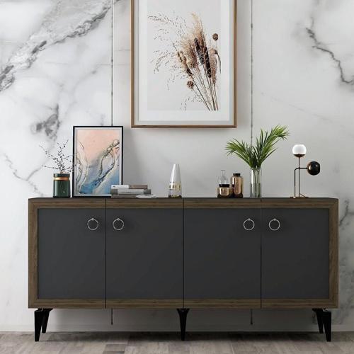 DemonteHome Dört Kapakli 150 Cm Selendh Konsol Antrasi̇t-Cevi̇z