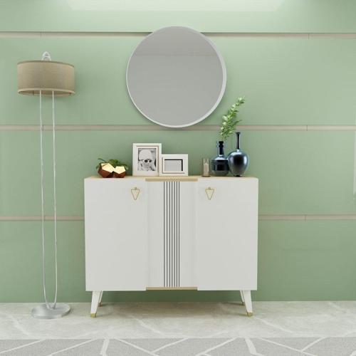 DemonteHome Honeydh Lazer Desenli Konsol Çok Amaçlı Dolap Safirmeşe Beyaz