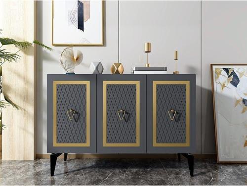 DemonteHome Katyadh 3 Kapaklı Lazer Desenli Konsol Antrasit Altın