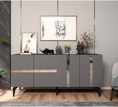 DemonteHome Vaniadh Konsol 4 Kapaklı Antrasit Gümüş