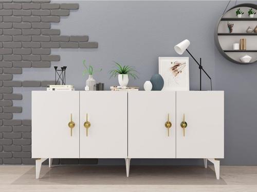 DemonteHome Zenitdh 4 Kapaklı Raflı Konsol Beyaz