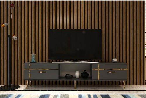 DemonteHome Li̇nedh Tv Sehpasi Antrasi̇t Altin