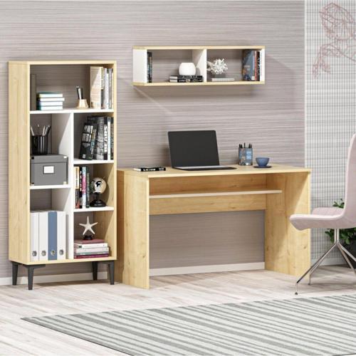 DemonteHome Collegedh Çalişma Masasi + Ki̇taplik Takim Safi̇rmeşe Beyaz