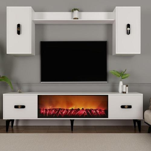 DemonteHome Flydh 180 Cm Şömi̇neli̇ (B) Tv Üni̇tesi̇ Takimi Beyaz