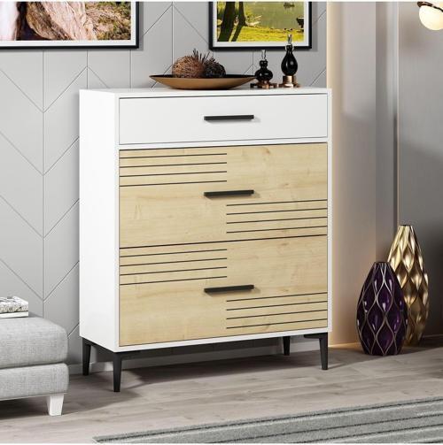 DemonteHome Albertodh Çekmeceli̇ ,2 Kapakli Şi̇fonyer Beyaz-Safi̇rmeşe