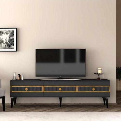 DemonteHome Noradh Tv Sehpasi (Alt Modül) Antrasi̇t-Altin