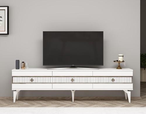 DemonteHome Novadh Tv Sehpasi (Alt Modül) Beyaz-Gümüş