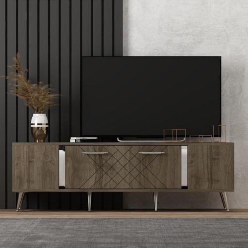 DemonteHome Detasdh 150 Cm Lazer Desenli̇ Tv Üni̇tesi̇ Cevi̇z-Gümüş