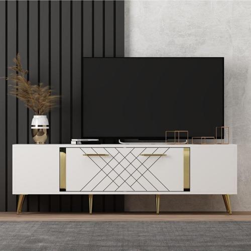 DemonteHome Detasdh 150 Cm Lazer Desenli̇ Tv Üni̇tesi̇ Beyaz-Altin