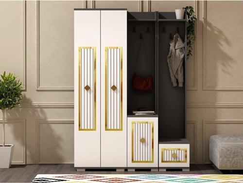 DemonteHome Noradh Ayakkabilik Portmanto Vesti̇yer (D-E-B) Antrasi̇t Beyaz Altin