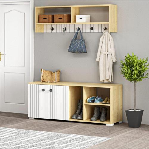 DemonteHome Sarandondh İki̇ Kapakli Yedi̇ Rafli Portmanto Safi̇rmeşe Beyaz
