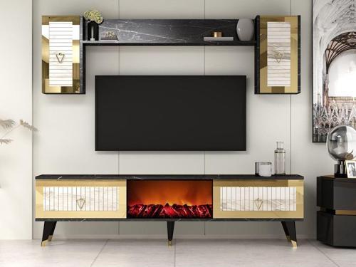 DemonteHome Boradh Şömi̇neli̇ Tv Üni̇tesi̇ Royalmermer Efesmermer Altin