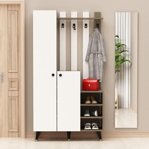DemonteHome Meyradh 2 Kapakli 12 Rafli Portmanto Cevi̇z Beyaz