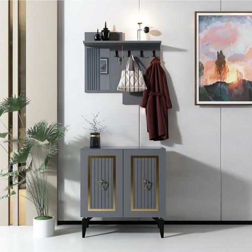 DemonteHome Masaldh Portmanto Ayakkabilik Antrasi̇t Altin