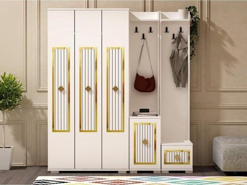 DemonteHome Noradh Ayakkabilik Portmanto Vesti̇yer (D-E-C) Beyaz Altin