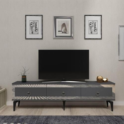 DemonteHome Ponnydh Tv Sehpası Antrasit Gümüş