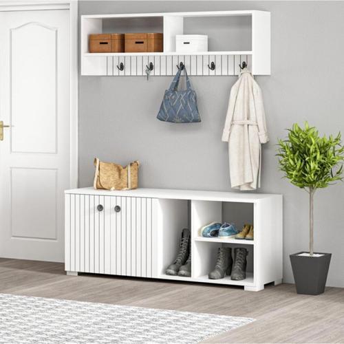 DemonteHome Sarandondh İki̇ Kapakli Yedi̇ Rafli Portmanto Beyaz