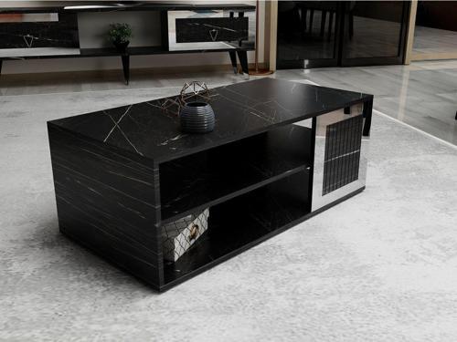 DemonteHome Baredh Lazer Desenli̇ 90 Cm Orta Sehpa Royalmermer Gümüş