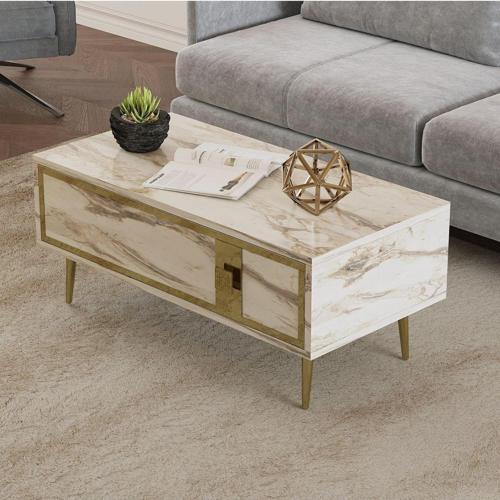 DemonteHome Bri̇cedh Orta Sehpa Efesmermer-Altin