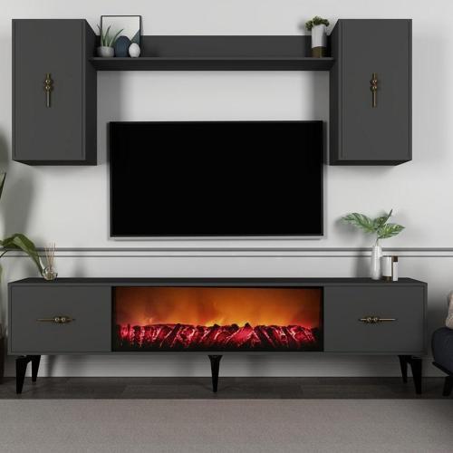 DemonteHome Sintadh 180 Cm Şömineli (B) Tv Ünitesi Takımı Antrasit