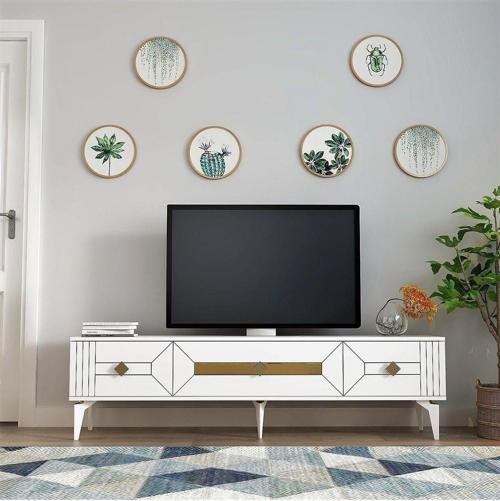 DemonteHome Ceneyradh Tv Sehpası (Alt Modül) Beyaz Altın