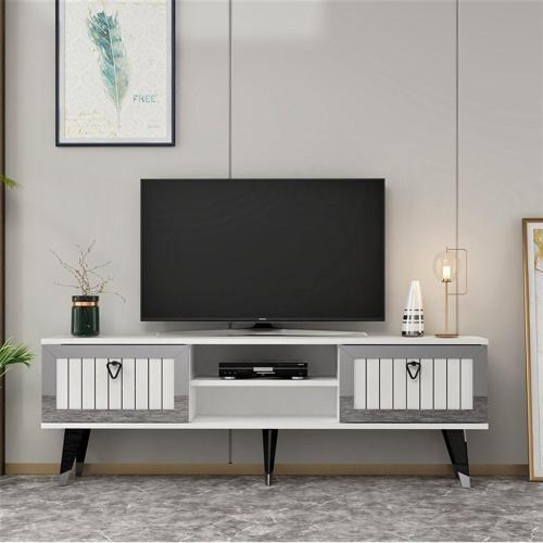DemonteHome Li̇dyadh Tv Stand Beyaz-Gümüş