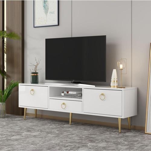 DemonteHome Dropdh Tv Sehpasi Beyaz Altin