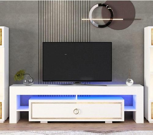 DemonteHome Lisadh Ledli Tv Sehpası Beyaz Altın