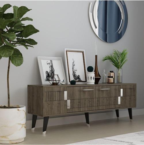 DemonteHome Modadh Tv Sehpası (Alt Modül) Ceviz Gümüş