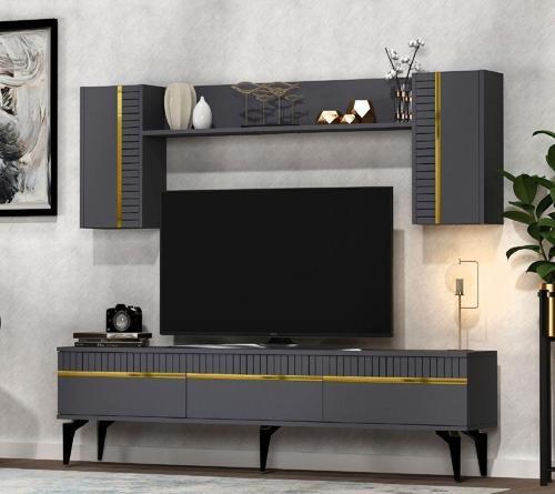 DemonteHome Defnedh 180 Cm Tv Üni̇tesi̇ Antrasi̇t Altin
